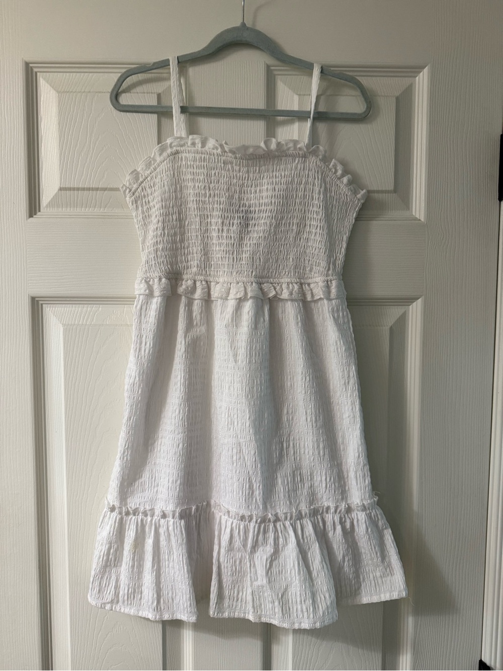 Art Class White Smocked Sundress for Kids - Sleeveless Ruffle Trim